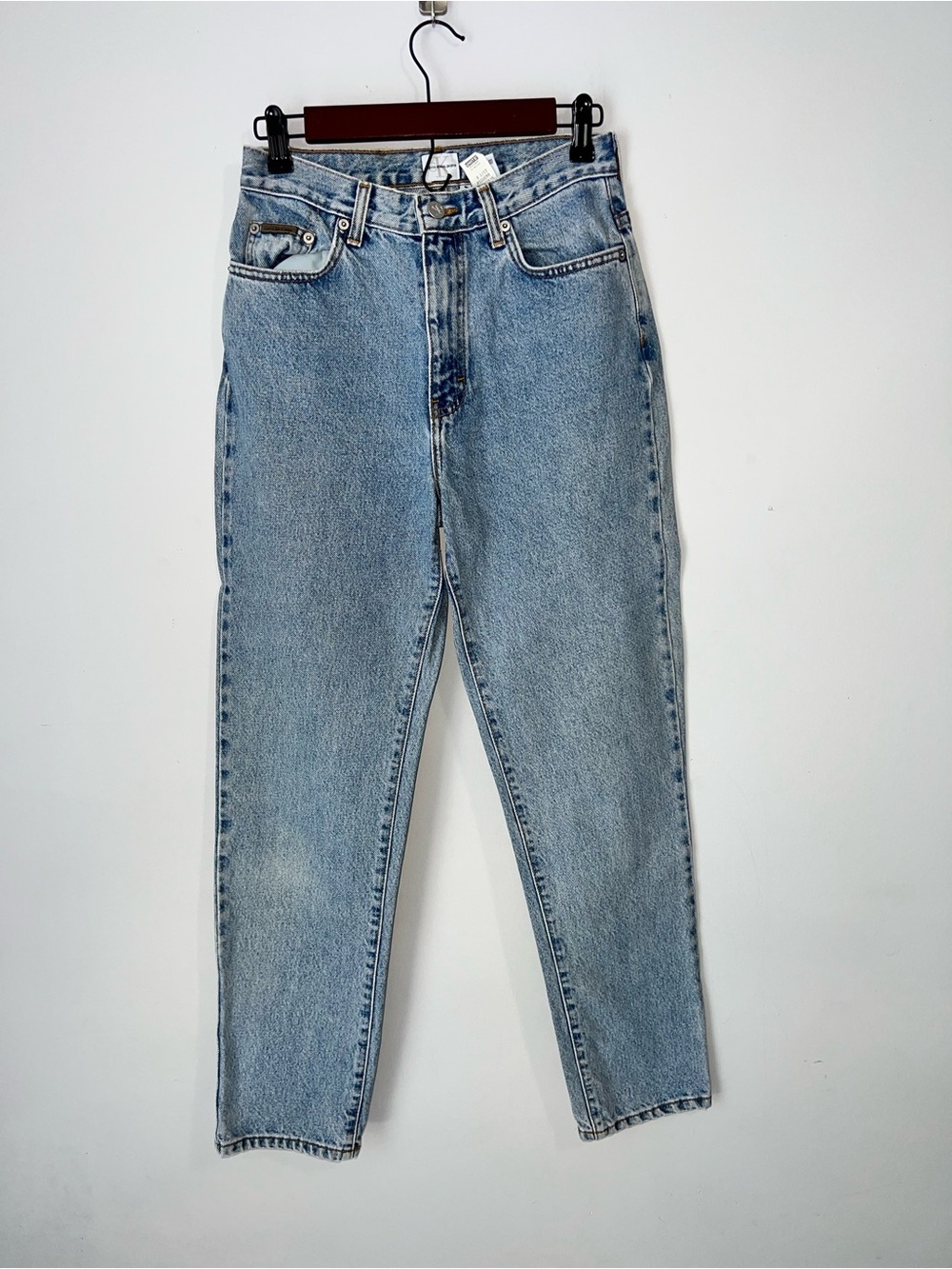 Vintage Calvin Klein 90s Mom Jeans High Waisted Light Wash Tapered Denim Size 6